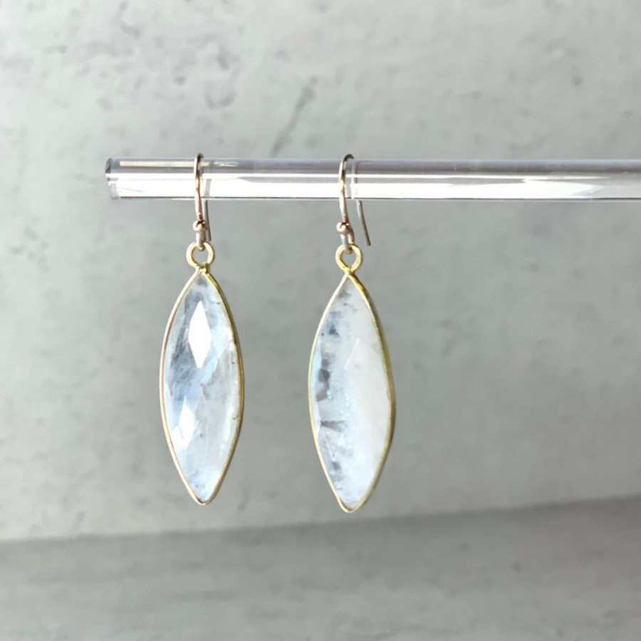 Glass & Jewelry The Glass Station Earrings | Moonstone Leaf Earrings