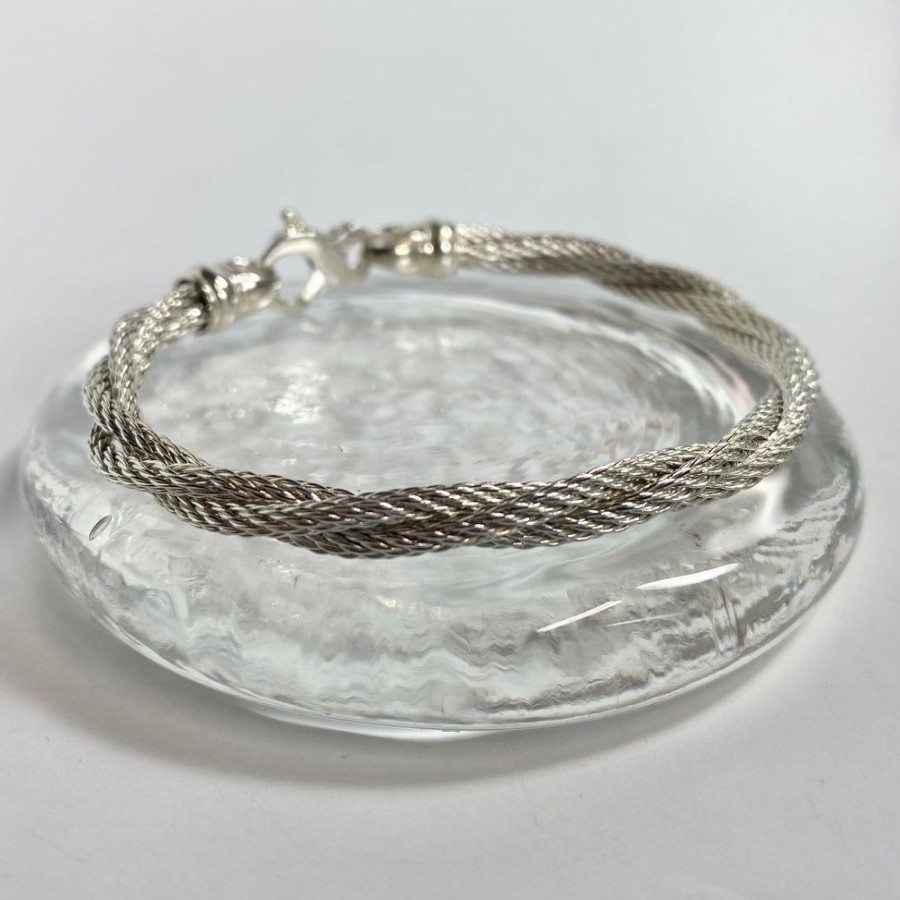 Glass & Jewelry The Glass Station Bracelets | Sterling Silver 2Mm Braided Cable Bracelet