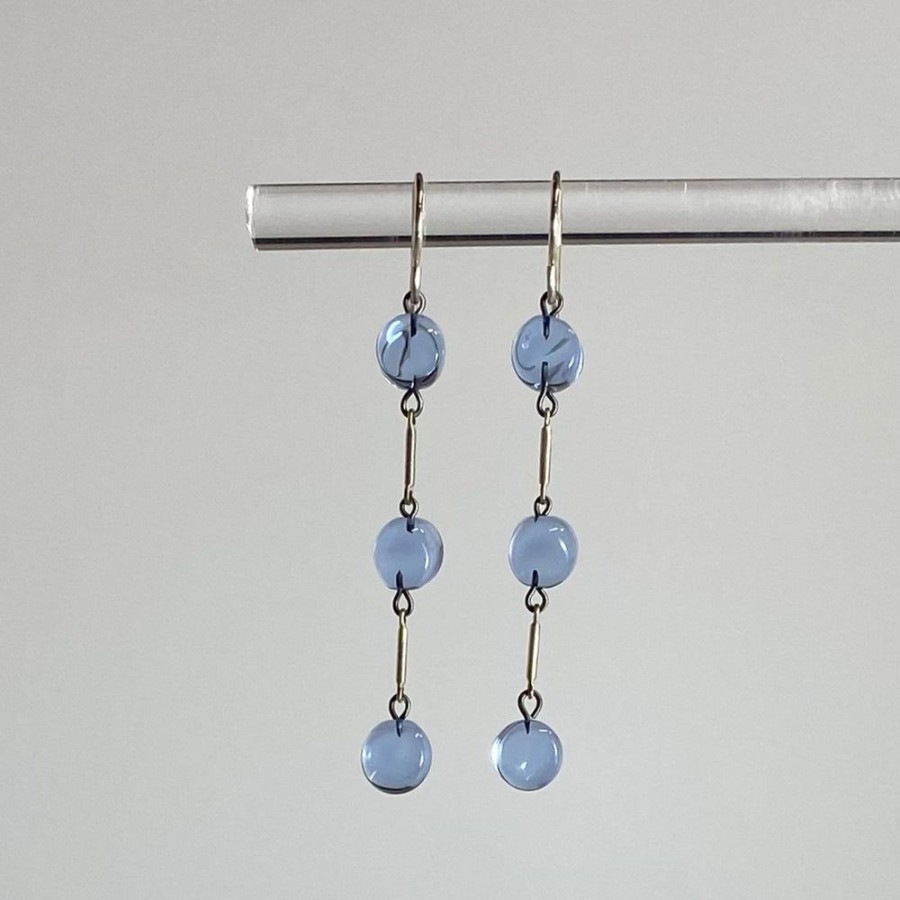 Glass & Jewelry The Glass Station Earrings | Triple Disc Earrings In Sky Blue