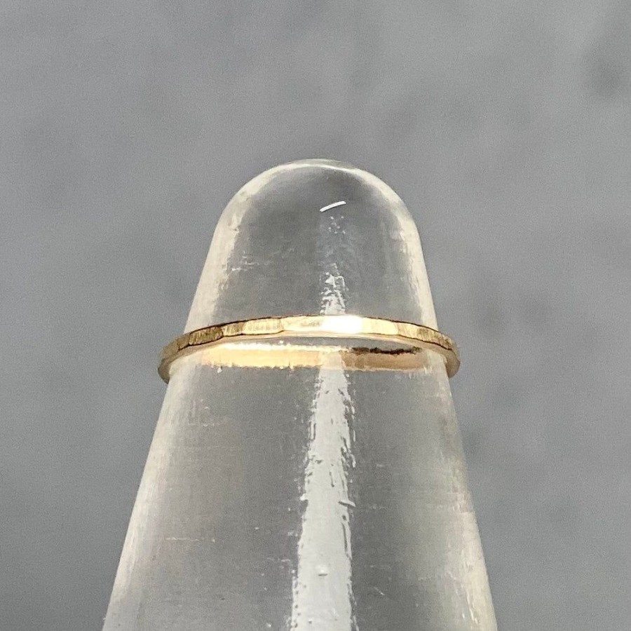 Glass & Jewelry The Glass Station Rings | Textured 14K Gold Filled Thin Band Ring Size 7