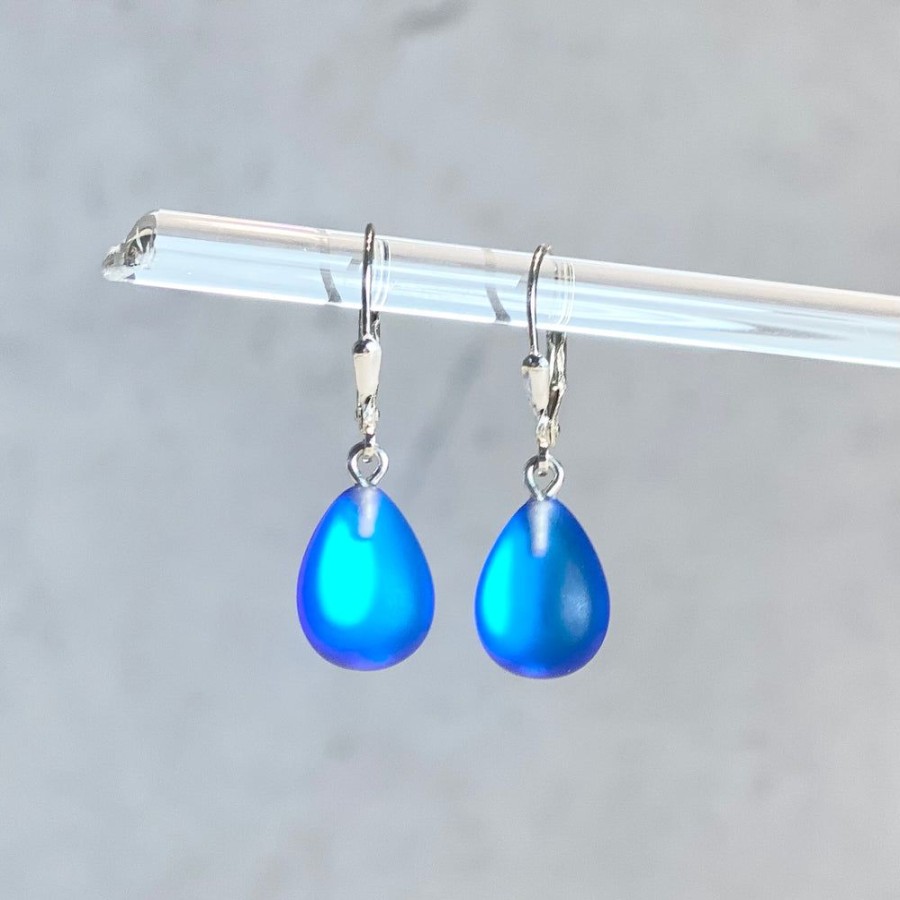 Glass & Jewelry The Glass Station Earrings | Small Dichroic Glass Drop Earrings