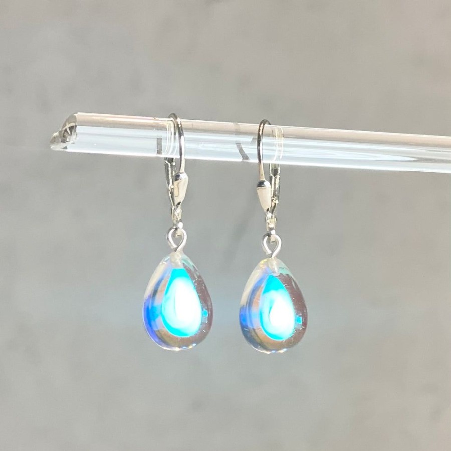 Glass & Jewelry The Glass Station Earrings | Small Dichroic Glass Drop Earrings