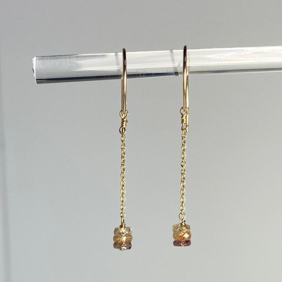 Glass & Jewelry The Glass Station | Natural Zircon Beaded Dangle Earrings 14K Goldfill