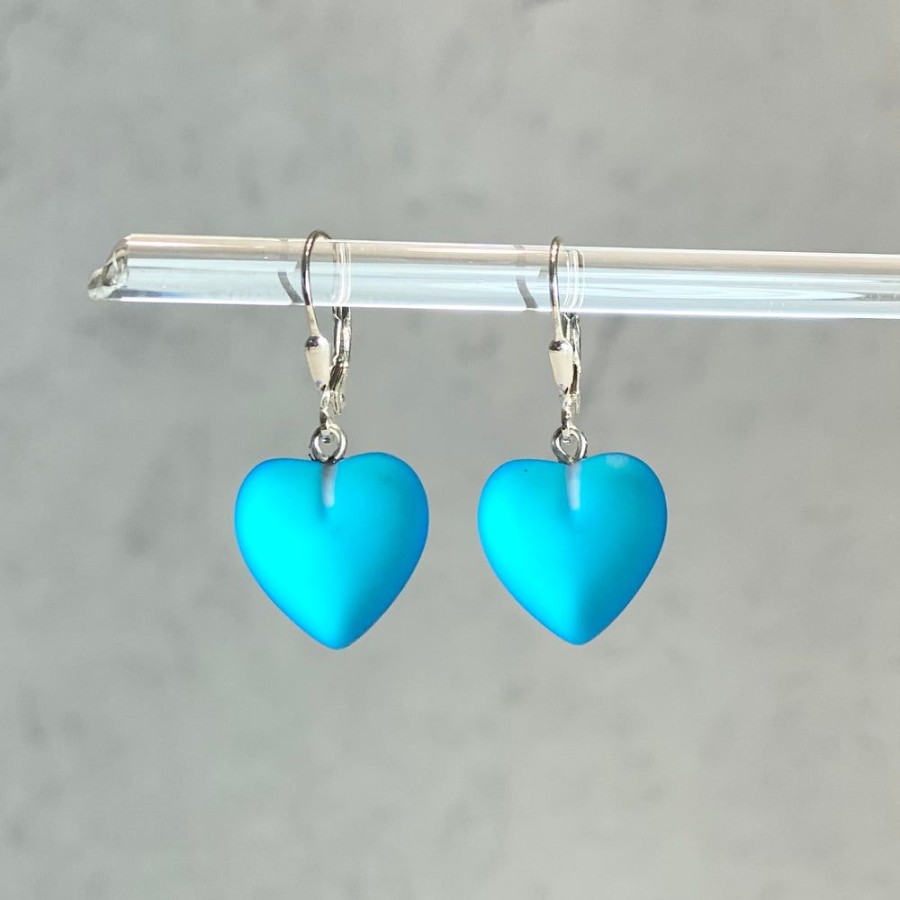 Glass & Jewelry The Glass Station Valentines Day | Dichroic Glass Heart Earrings