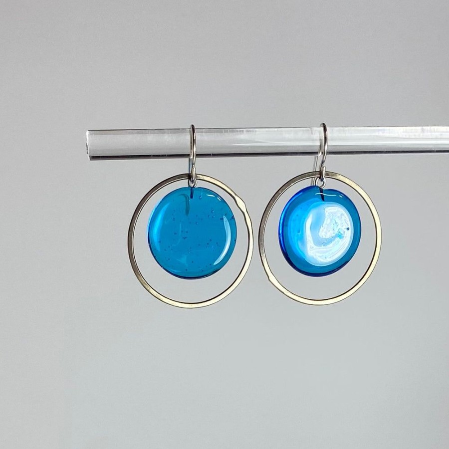 Glass & Jewelry The Glass Station Earrings | Plato Classic Earrings Aqua