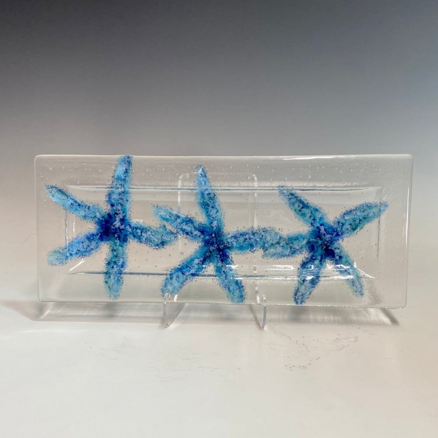 Glass & Jewelry The Glass Station | 6 X 16" Blue Sea Star Tray