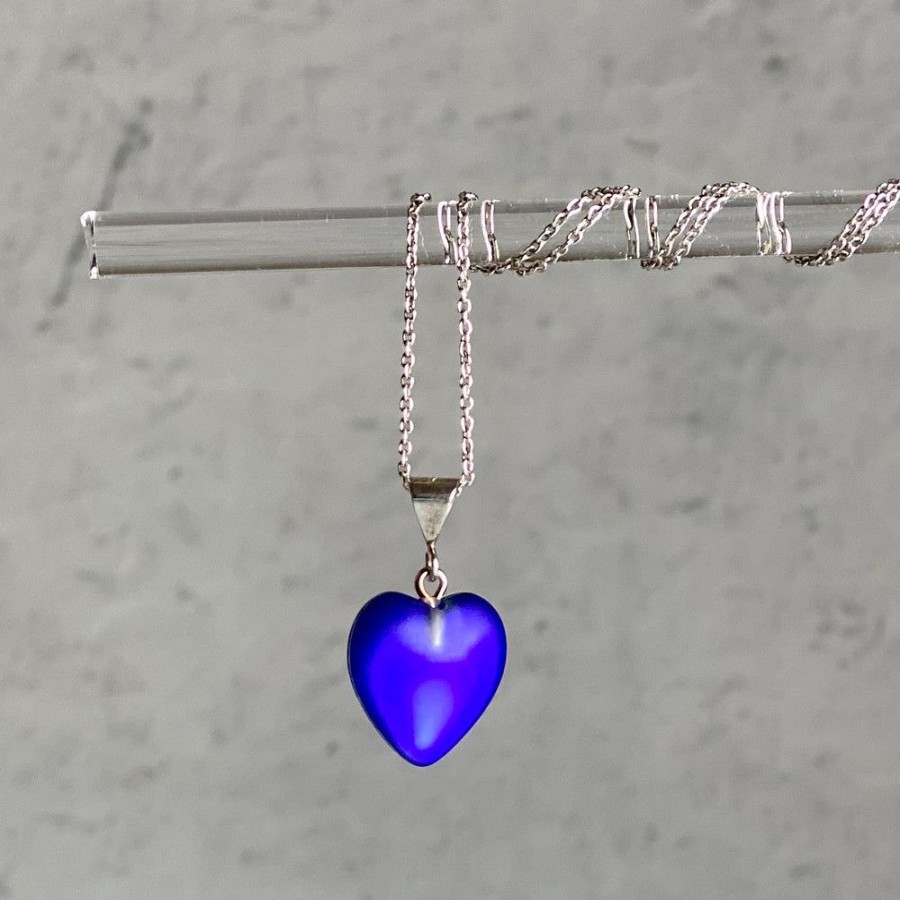 Glass & Jewelry The Glass Station Necklaces | Small Dichroic Glass Heart Pendant