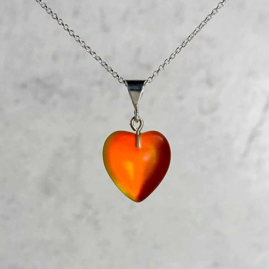 Glass & Jewelry The Glass Station Necklaces | Small Dichroic Glass Heart Pendant