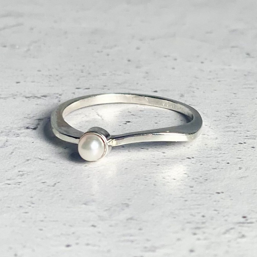 Glass & Jewelry The Glass Station Rings | Stackable Sterling Silver Ring With Pearl