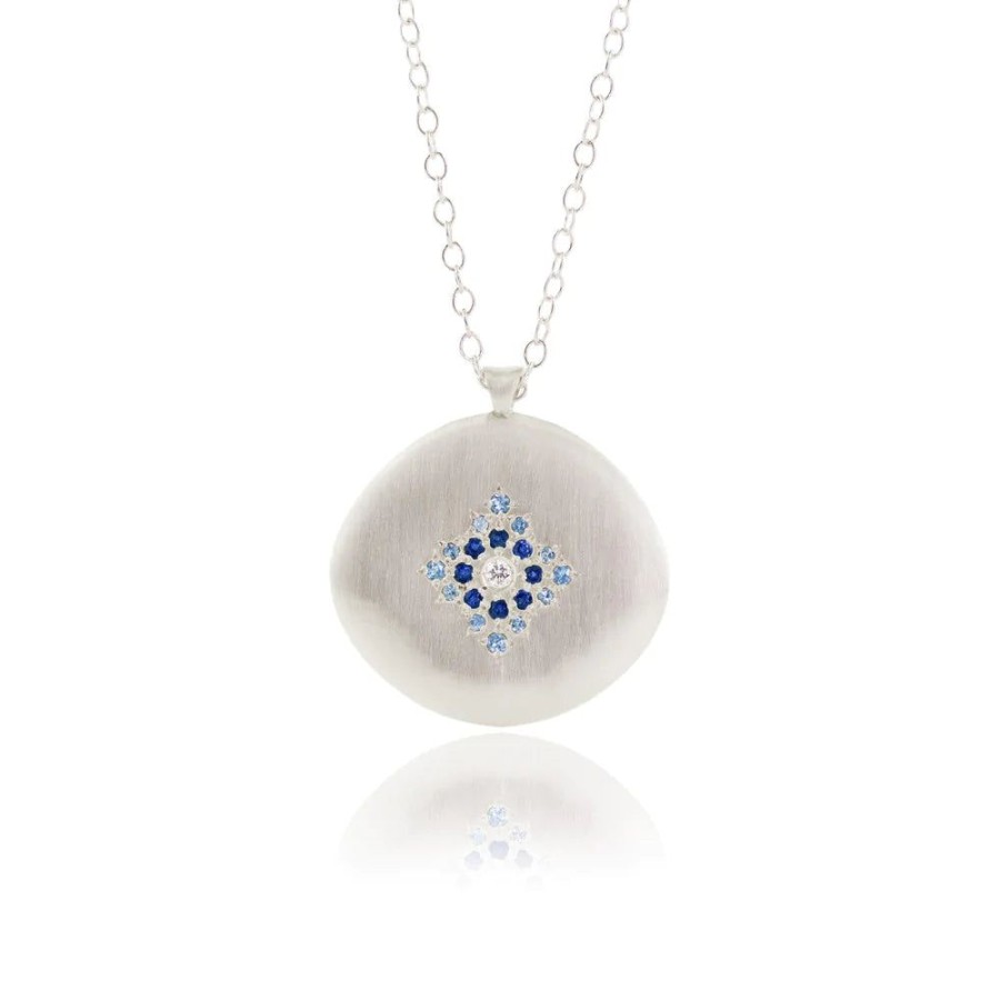 Glass & Jewelry The Glass Station Necklaces | Star Light Pendant With Aquamarine, Sapphire And Diamonds