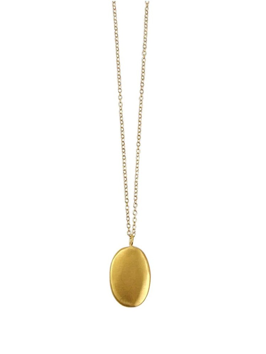 Glass & Jewelry The Glass Station Fine Jewelry | Gold Vermeil Large Oval Necklace On 28" Gold Chain