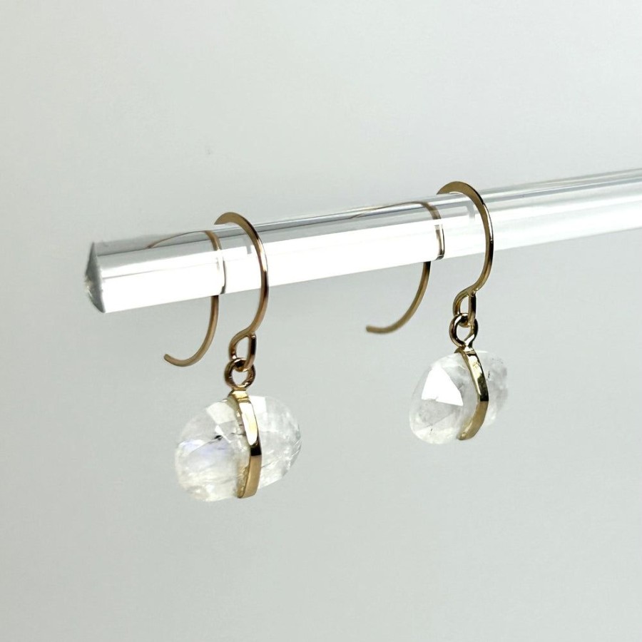 Glass & Jewelry The Glass Station Fine Jewelry | 14K Yellow Gold Rainbow Moonstone Drop Earrings