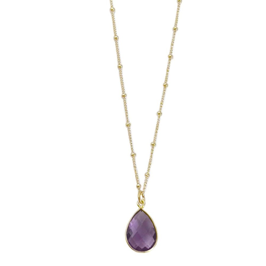 Glass & Jewelry The Glass Station Necklaces | Amethyst Drop Vermeil Necklace