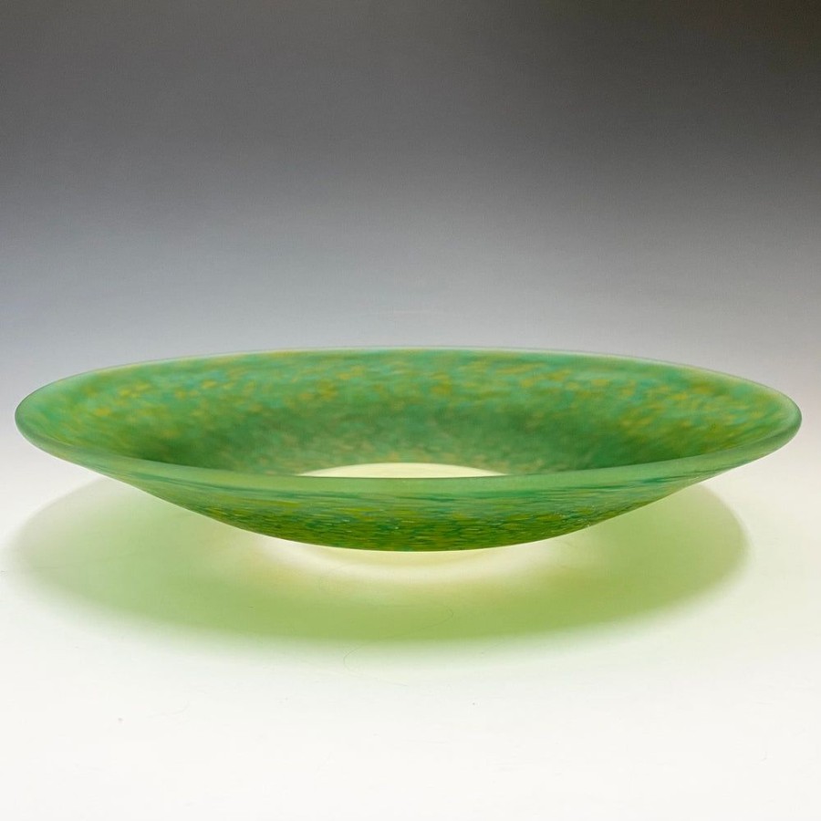 Glass & Jewelry The Glass Station | Low Batik Green Bowl