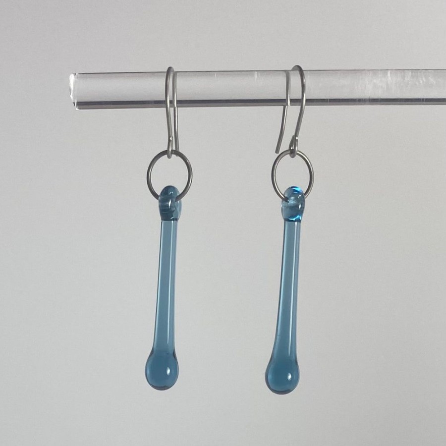 Glass & Jewelry The Glass Station Earrings | Ondine With Hoop Glass Drop Earrings