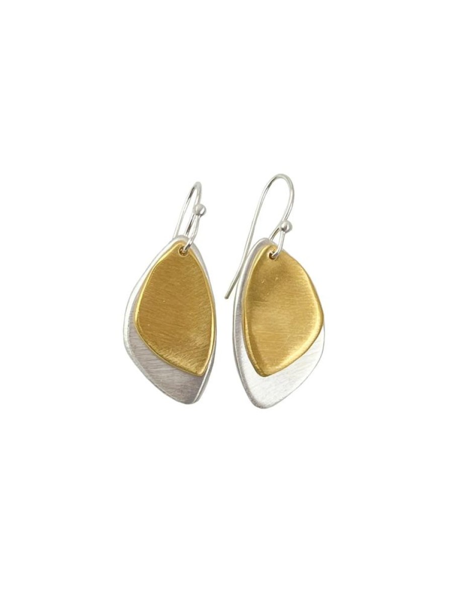 Glass & Jewelry The Glass Station Fine Jewelry | Double Petal Sterling Silver And Vermeil Earrings