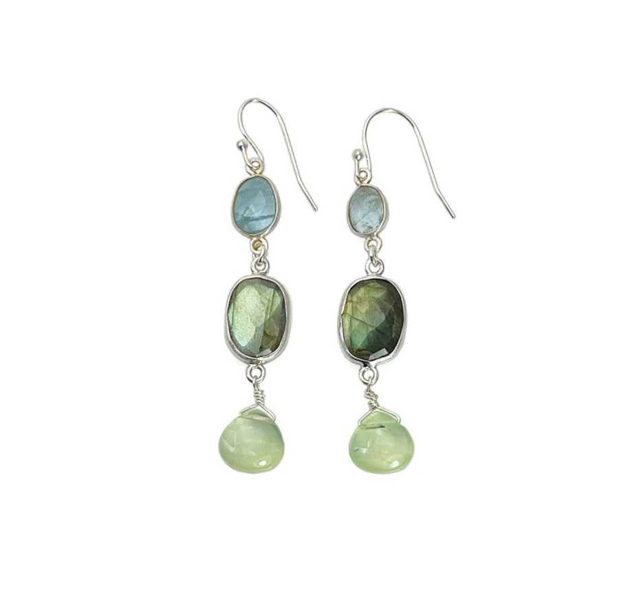 Glass & Jewelry The Glass Station Earrings | Aquamarine, Labradorite And Prenite Earrings