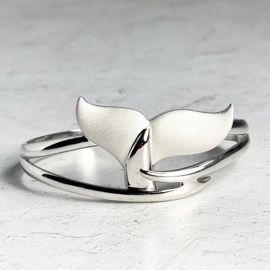 Glass & Jewelry The Glass Station Jewelry For Adolescents | Sterling Silver Whale Tail Bangle