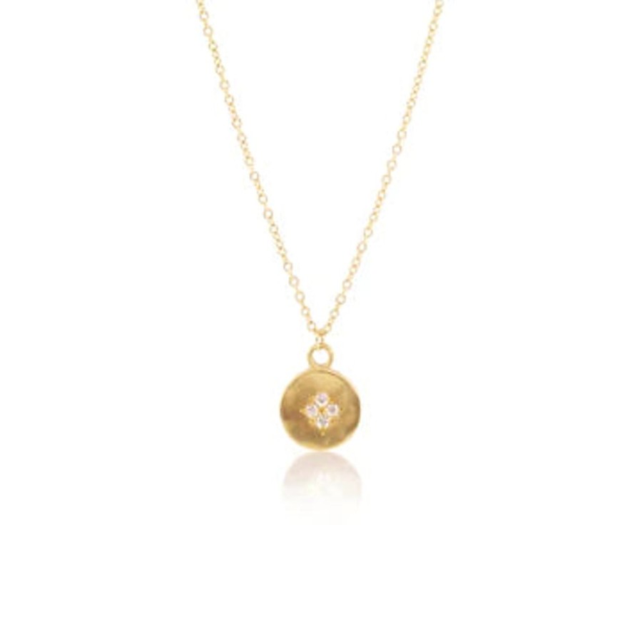 Glass & Jewelry The Glass Station Fine Jewelry | Four Star Wave Charm In 18K Gold And Diamonds Necklace