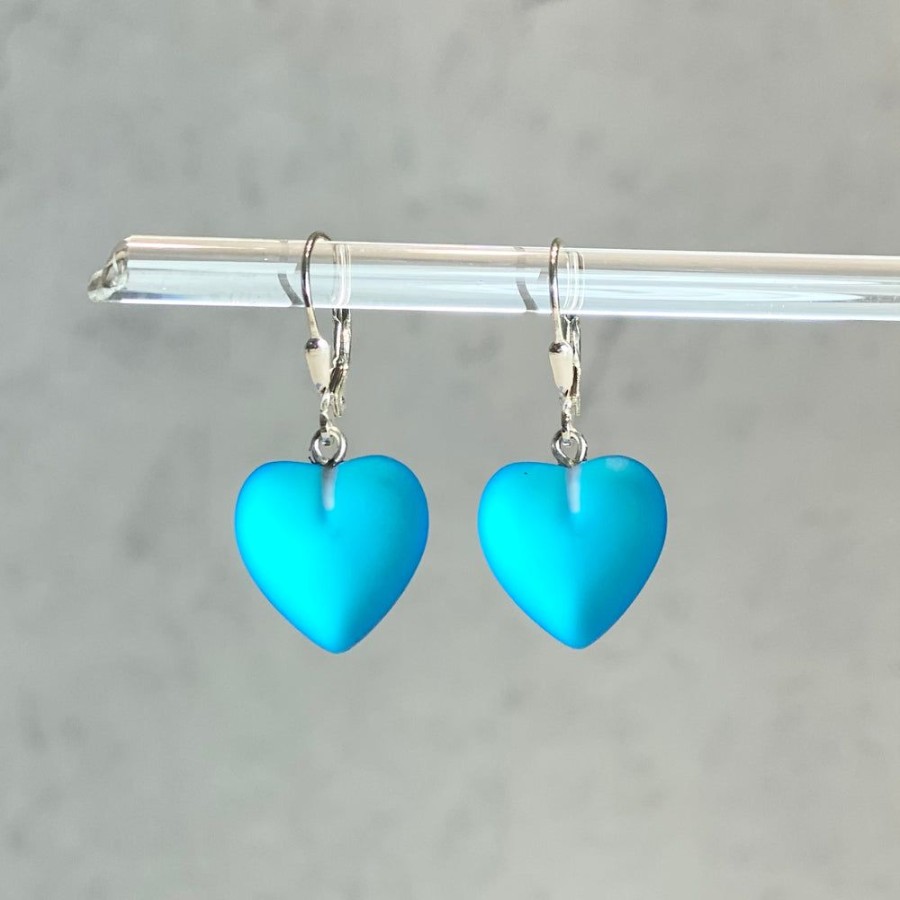 Glass & Jewelry The Glass Station Jewelry For Adolescents | Dichroic Glass Heart Earrings