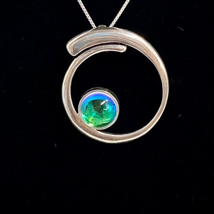 Glass & Jewelry The Glass Station Necklaces | Dichroic Barrel Pendant