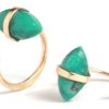 Glass & Jewelry The Glass Station Earrings | 14K Yellow Gold Bezel Wrapped Turquoise Hug Earring