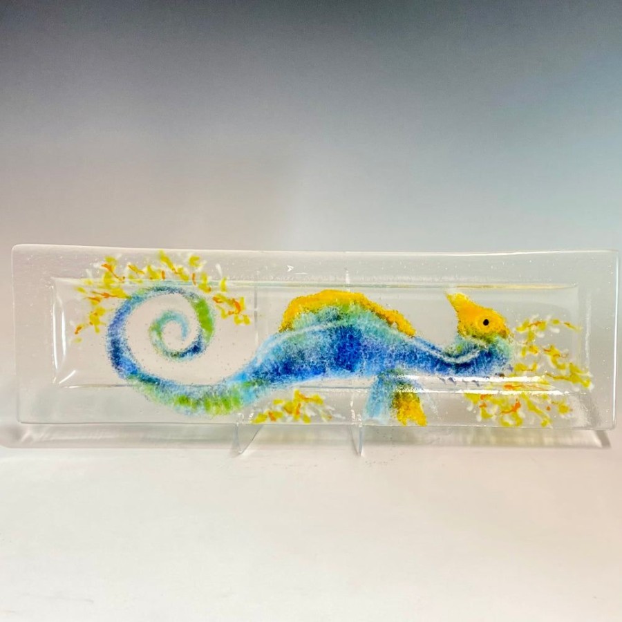 Glass & Jewelry The Glass Station | 6X22 Seahorse Glass Serving Tray