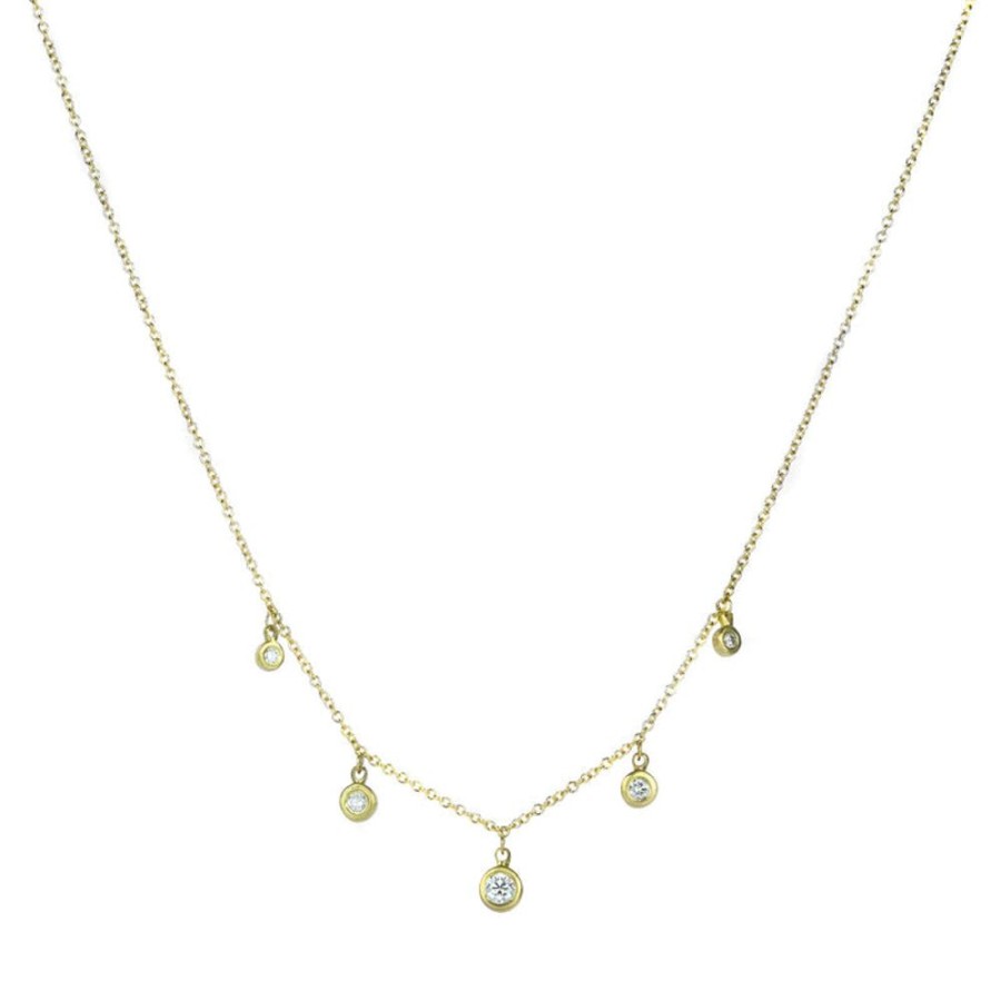 Glass & Jewelry The Glass Station Necklaces | Kima 18K Necklace With Five Diamonds