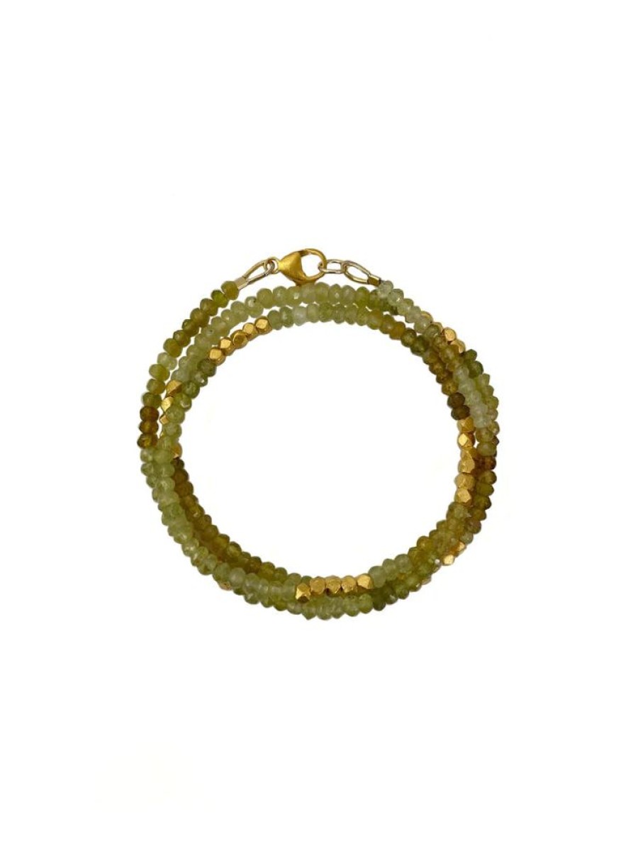 Glass & Jewelry The Glass Station Bracelets | Gosslar Garnet, Green Tourmaline And Vermeil Beads Wrap Bracelet