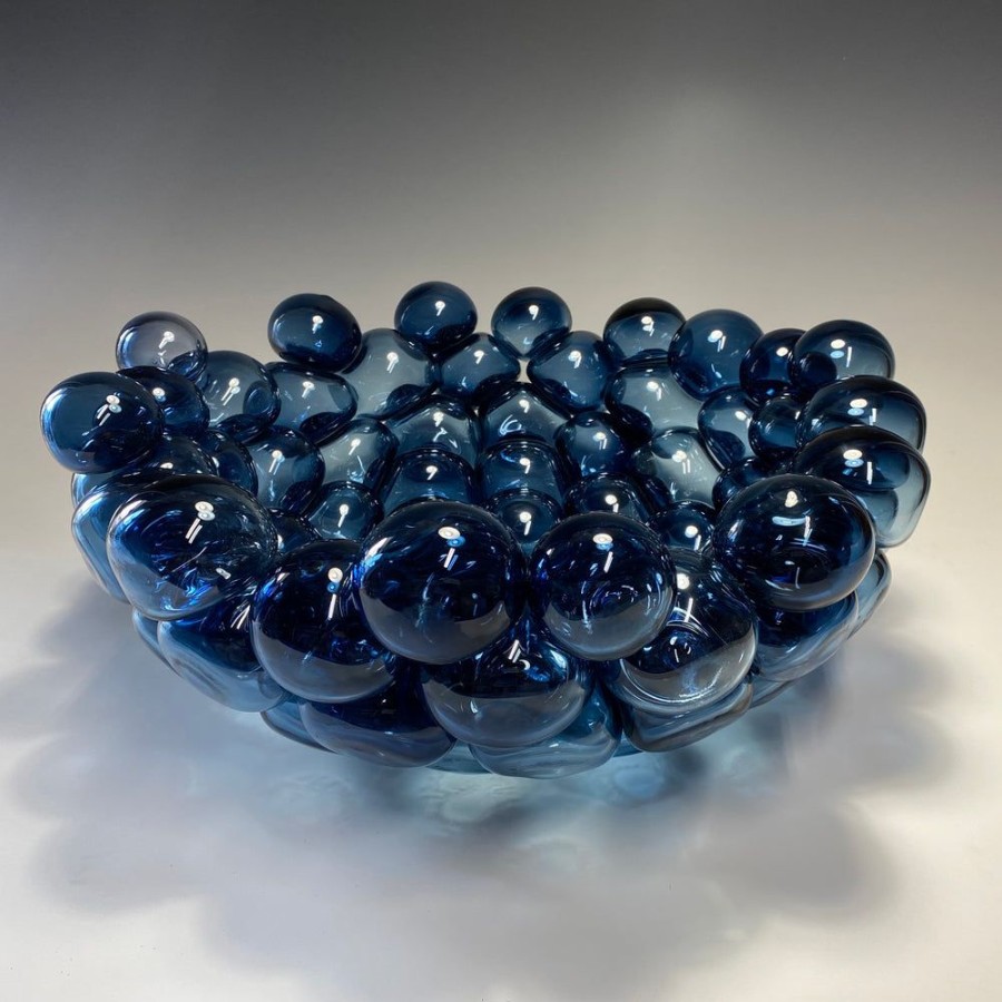 Glass & Jewelry The Glass Station | Steel Blue Bubble Bowl