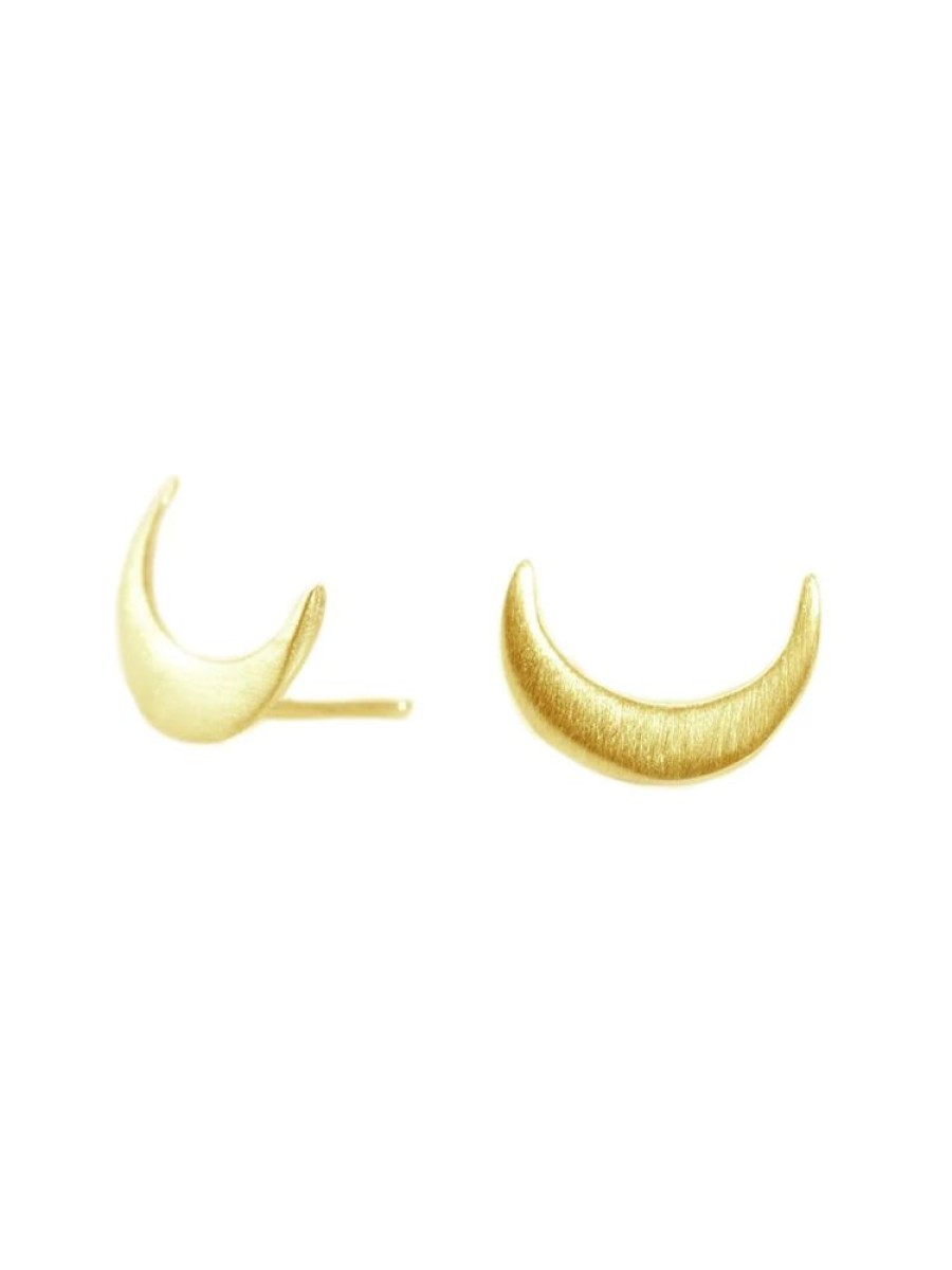 Glass & Jewelry The Glass Station Earrings | Vermeil Crescent Moon Post Earrings