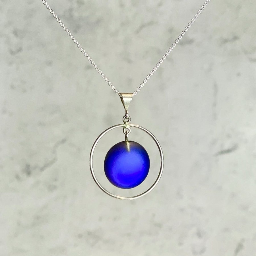 Glass & Jewelry The Glass Station Necklaces | Dichroic Circle With Loop Pendant