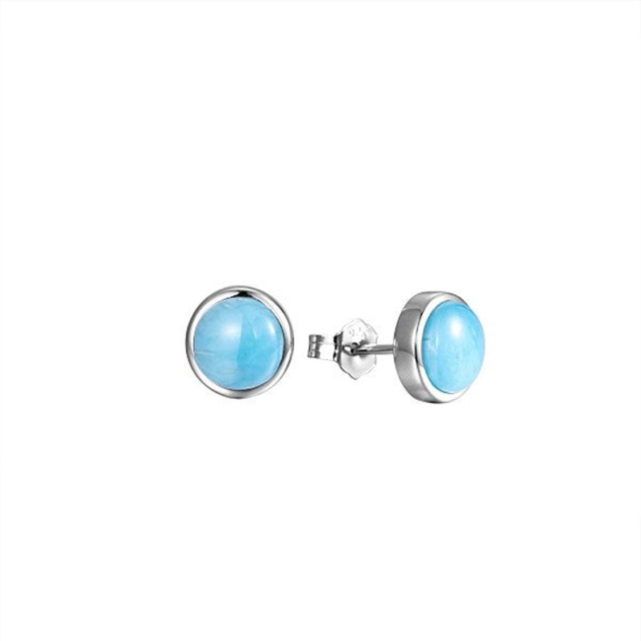 Glass & Jewelry The Glass Station Earrings | Larimar Round Post Earrings