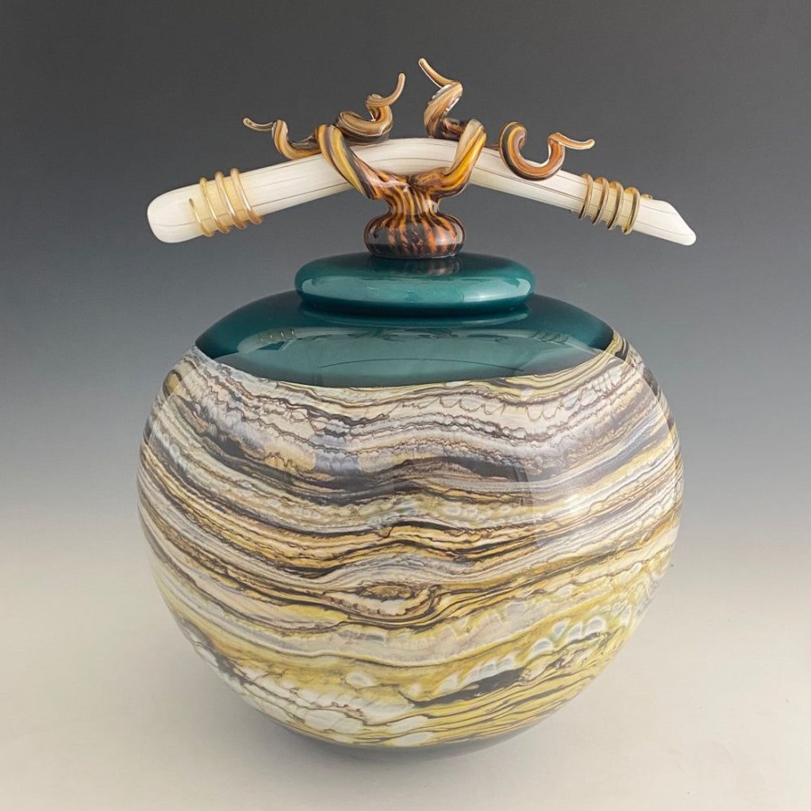 Glass & Jewelry The Glass Station | Lidded Sage Covered Sphere