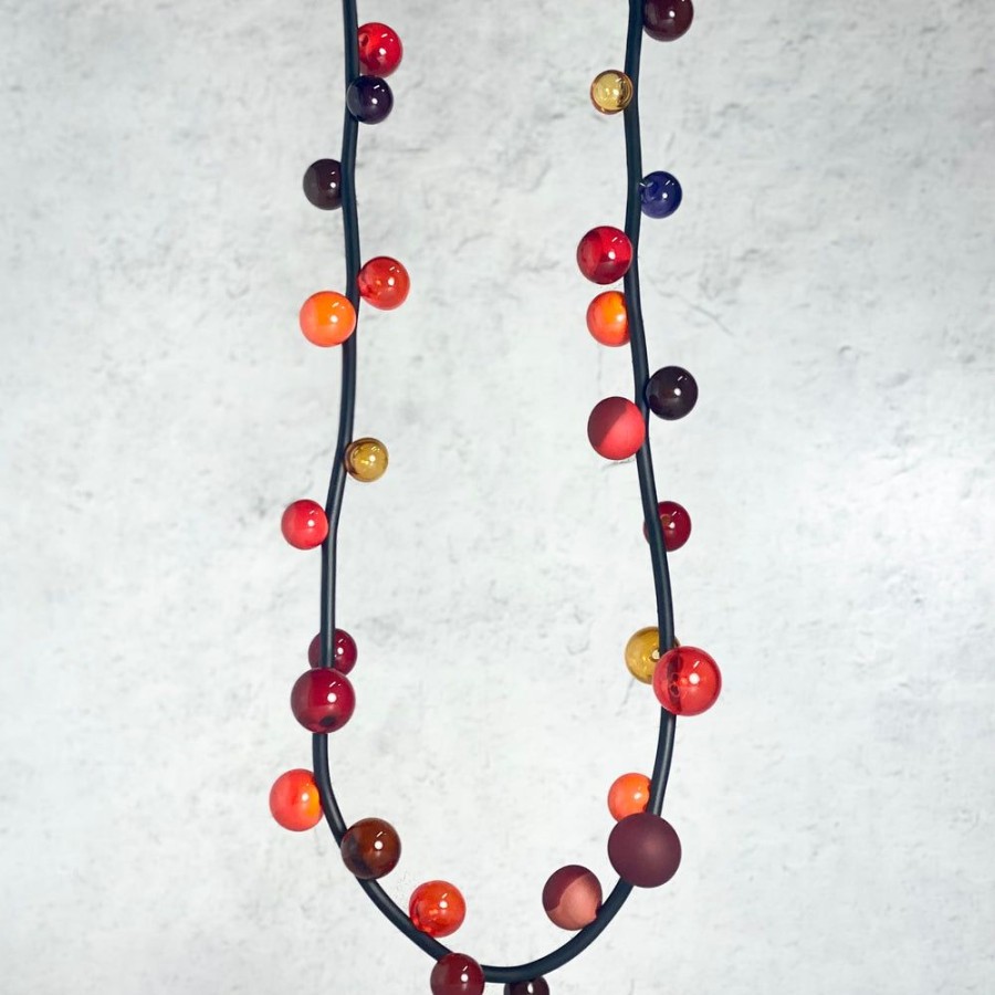 Glass & Jewelry The Glass Station Necklaces | Bolla Long Necklace With Red Glass Beads