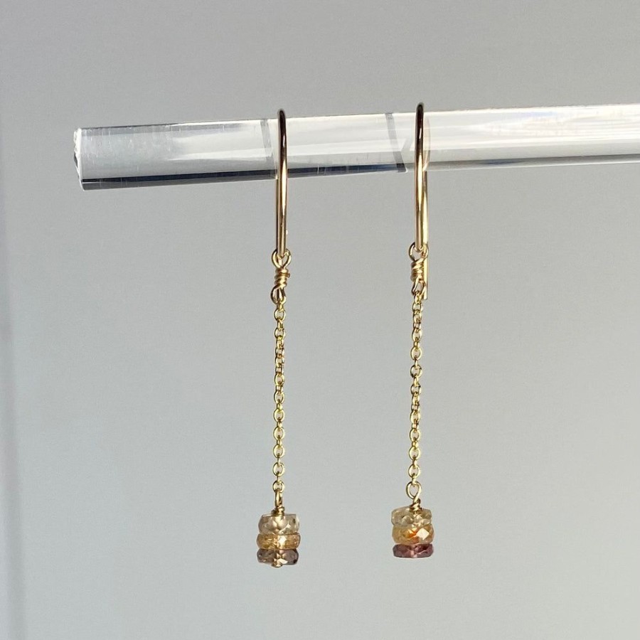 Glass & Jewelry The Glass Station Valentines Day | Natural Zircon Beaded Dangle Earrings 14K Goldfill