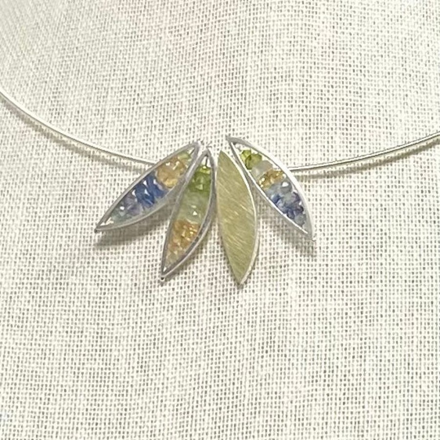 Glass & Jewelry The Glass Station Necklaces | Four Leaf Necklace On 18" Silver Neck Wire