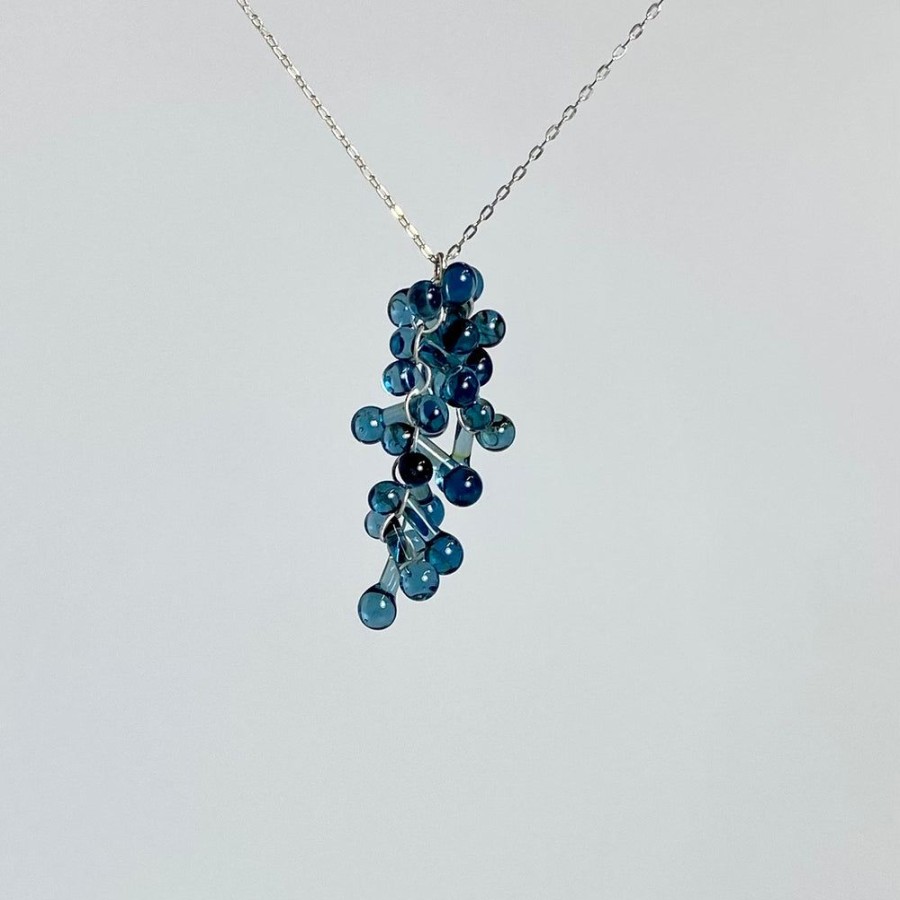 Glass & Jewelry The Glass Station Necklaces | Rossetti Cluster Necklace With Slate Blue Glass