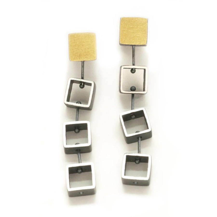 Glass & Jewelry The Glass Station Earrings | Tumbling Mini Square Earrings, Four Stacked Squares