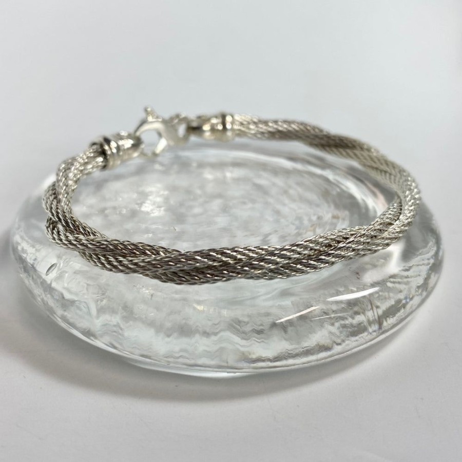 Glass & Jewelry The Glass Station Valentines Day | Sterling Silver 2Mm Braided Cable Bracelet