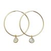 Glass & Jewelry The Glass Station Fine Jewelry | Vermeil Gold Hoops With Moonstone Drop Earrings