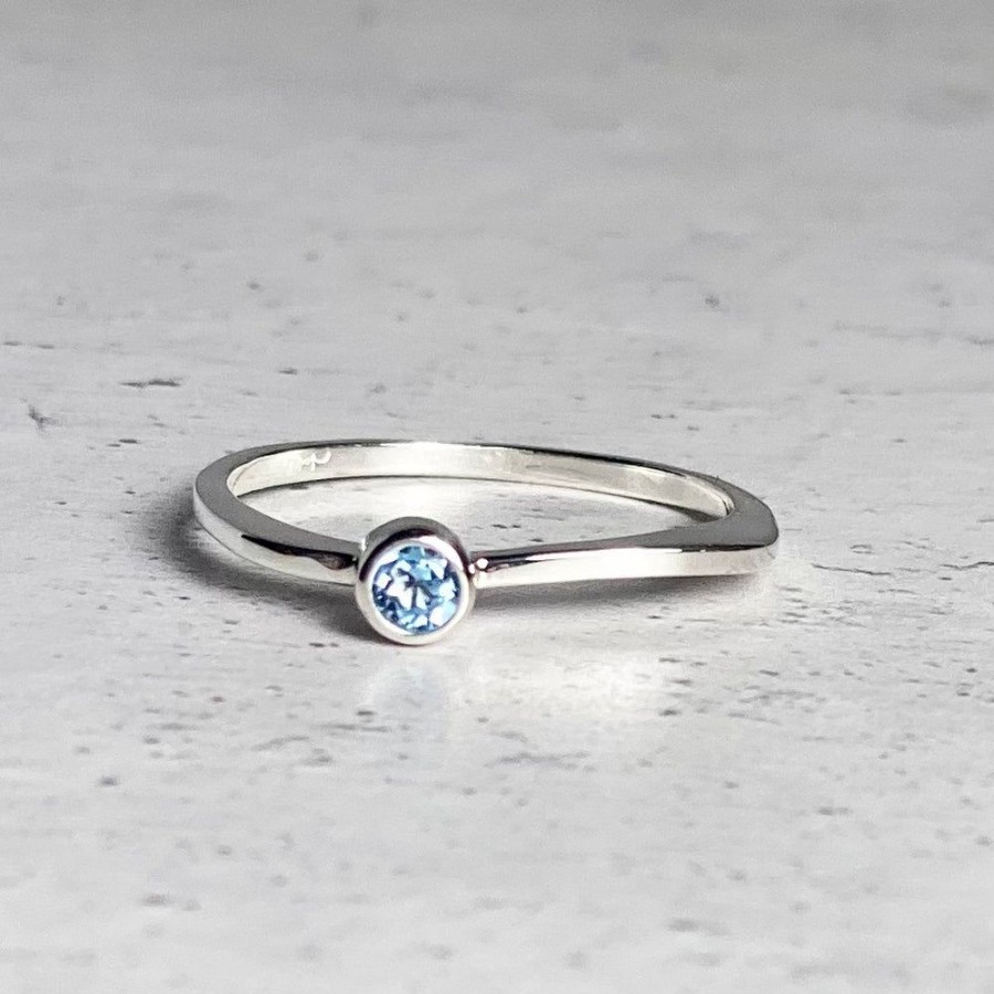 Glass & Jewelry The Glass Station Rings | Sterling Silver Stackable Ring With Blue Topaz