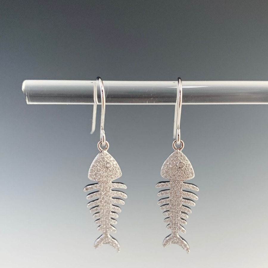 Glass & Jewelry The Glass Station | Fish Bone Pave Earrings