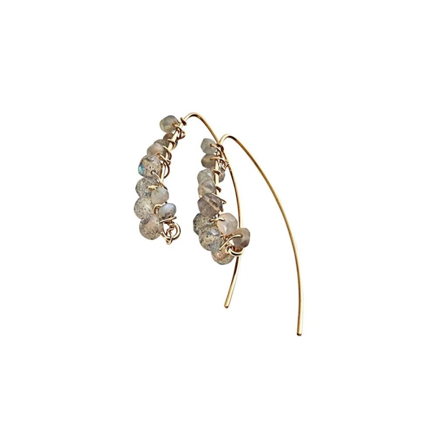 Glass & Jewelry The Glass Station Earrings | Delicate Cocoon Earrings With Labradorite 14K Goldfill