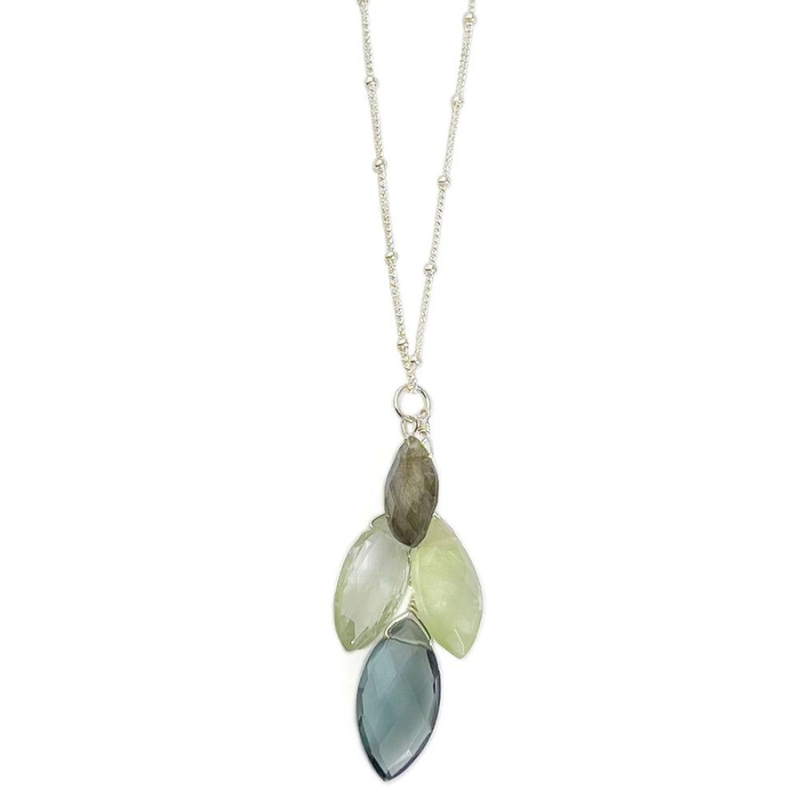 Glass & Jewelry The Glass Station Necklaces | Quartz, Prenite And Green Amethyst Necklace