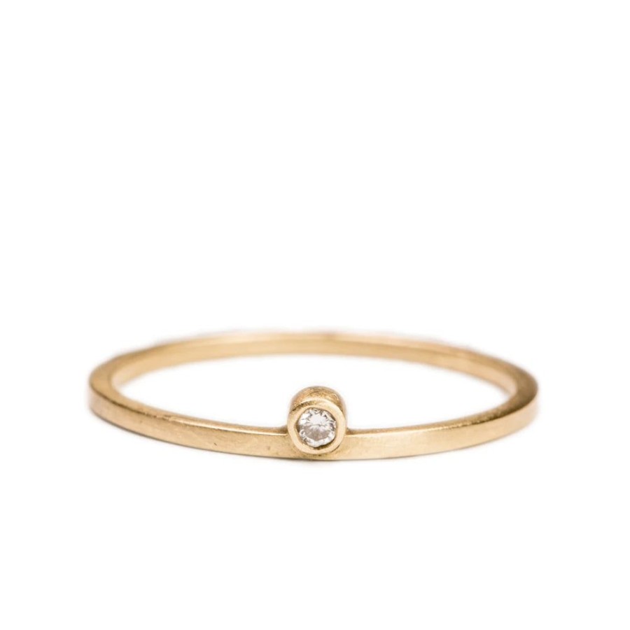 Glass & Jewelry The Glass Station Rings | 14K Stacking Single Diamond Ring