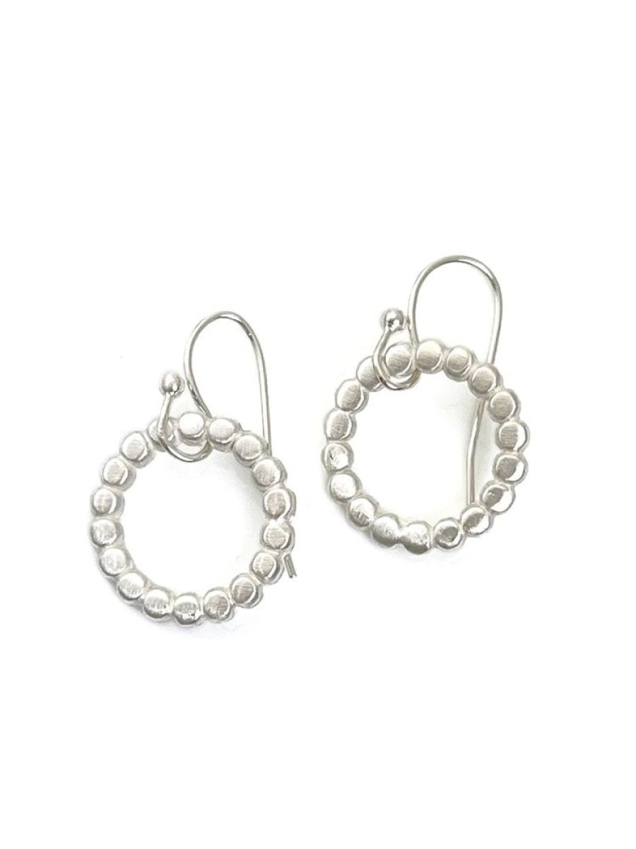 Glass & Jewelry The Glass Station Earrings | Beaded Sterling Silver Circle Drop Earrings