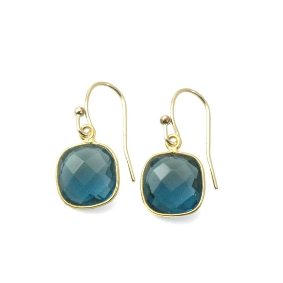 Glass & Jewelry The Glass Station Earrings | Blue Hydro Quartz Cushion Earrings