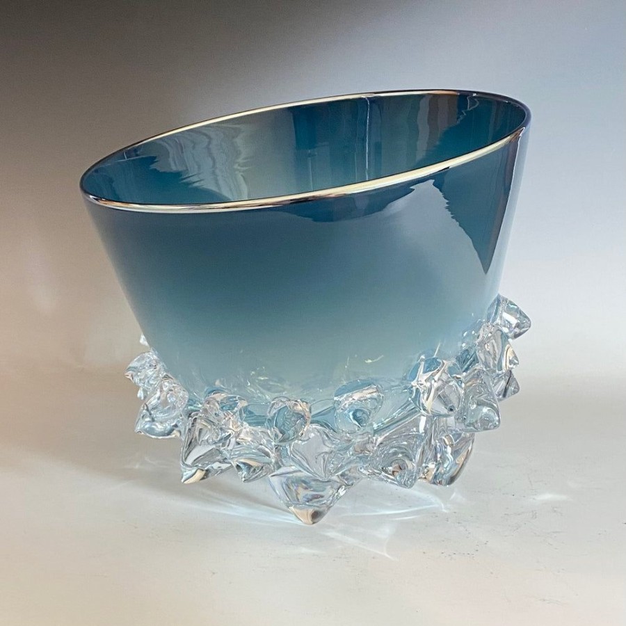 Glass & Jewelry The Glass Station | Thorn Vessel Series In Opal Blue