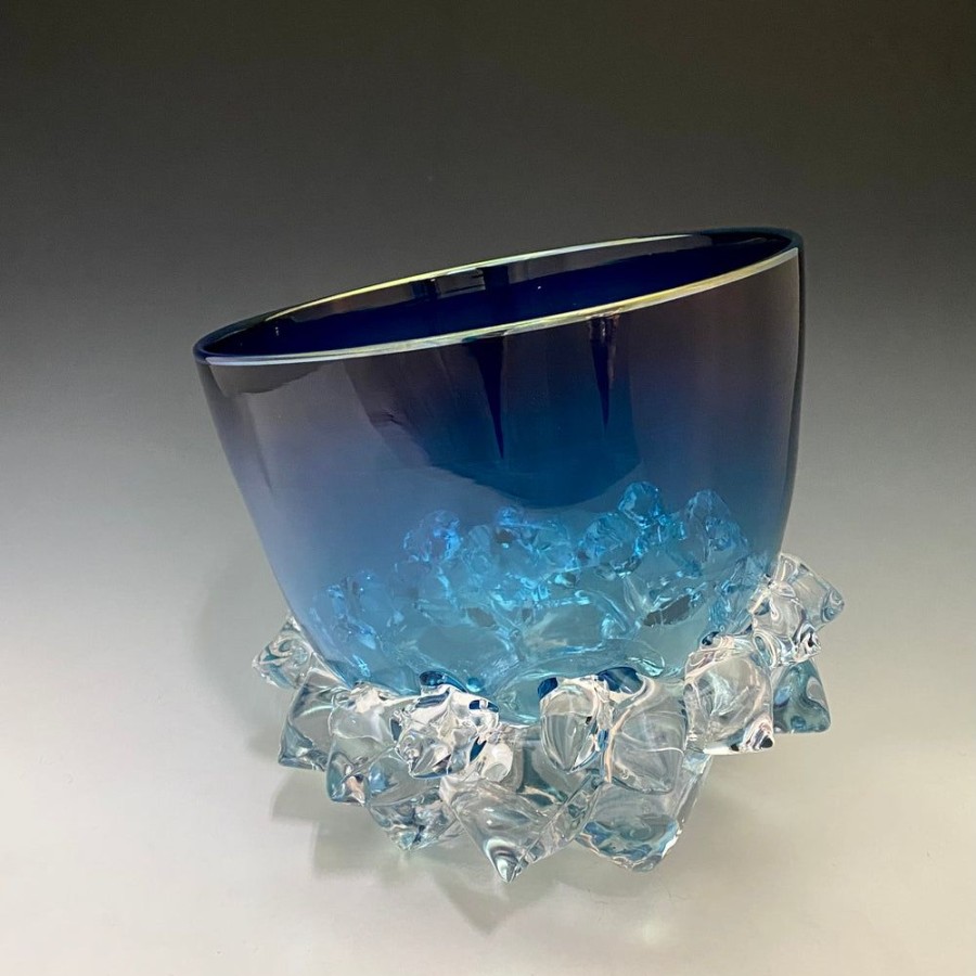 Glass & Jewelry The Glass Station | 9" Thorn Vessel Series In Pacific Blue